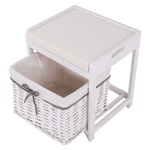 Casa si Gradina - Mobilier - Organizare si depozitare - Bancute - Bancuta cu cos de rachita si perna, alb antichizat, RUBY1 - Infinity.ro