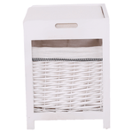 Casa si Gradina - Mobilier - Organizare si depozitare - Bancute - Bancuta cu cos de rachita si perna, alb antichizat, RUBY1 - Infinity.ro