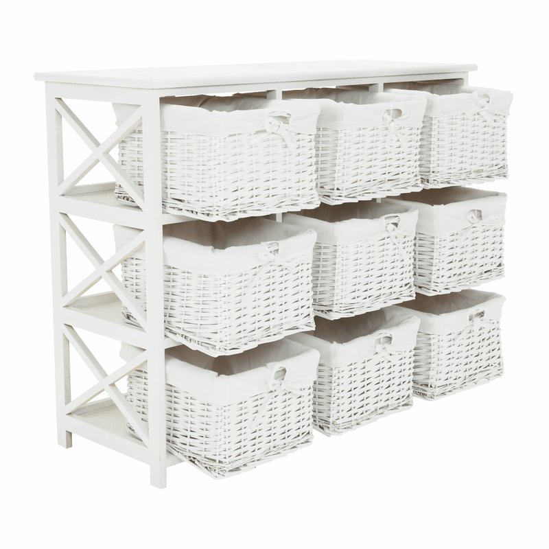 Casa si Gradina - Mobilier - Comode si corpuri - Comode - Comoda, lemn/rachita/material textil, alb, RAFAELLO 9 - Infinity.ro