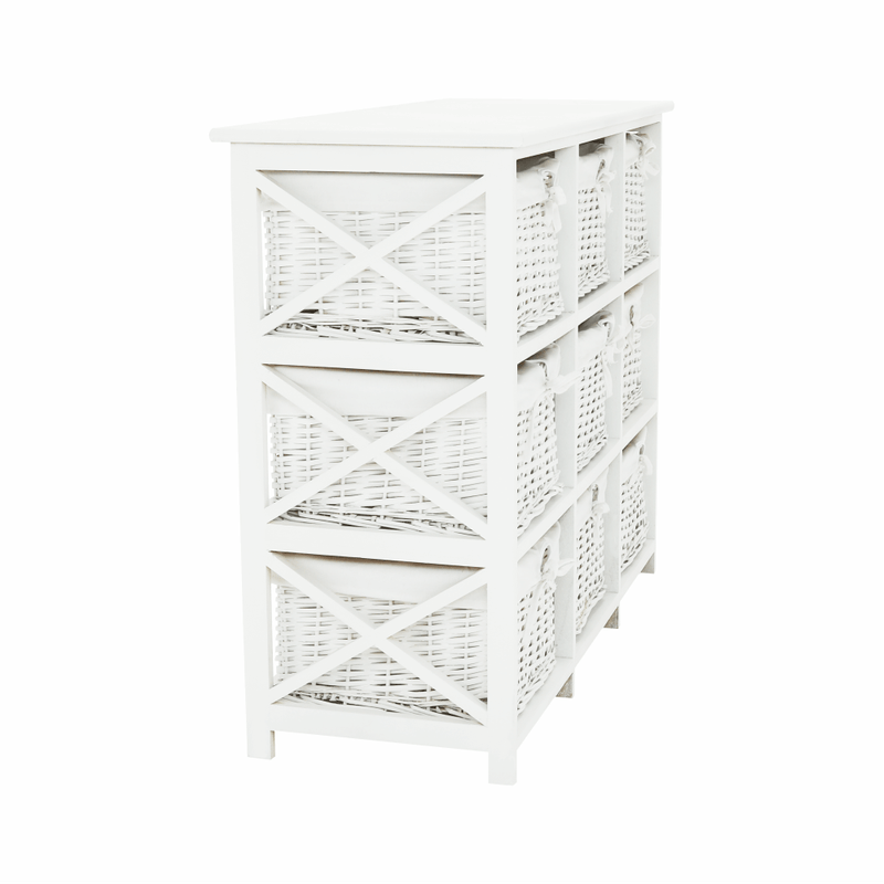 Casa si Gradina - Mobilier - Comode si corpuri - Comode - Comoda, lemn/rachita/material textil, alb, RAFAELLO 9 - Infinity.ro