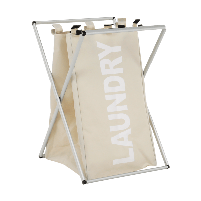 Casa si Gradina - Sanitare - Suporturi si accesorii baie - Accesorii baie - Cos de rufe din panza, gri-bej, LAUNDRY TYP 1 - Infinity.ro