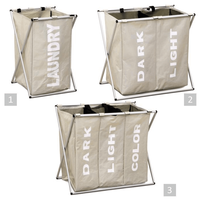 Casa si Gradina - Sanitare - Suporturi si accesorii baie - Accesorii baie - Cos de rufe din panza, gri-bej, LAUNDRY TYP 1 - Infinity.ro