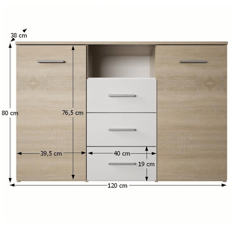 Casa si Gradina - Mobilier - Comode si corpuri - Comode - Comoda, stejar sonoma/alb, GABRIELA - Infinity.ro