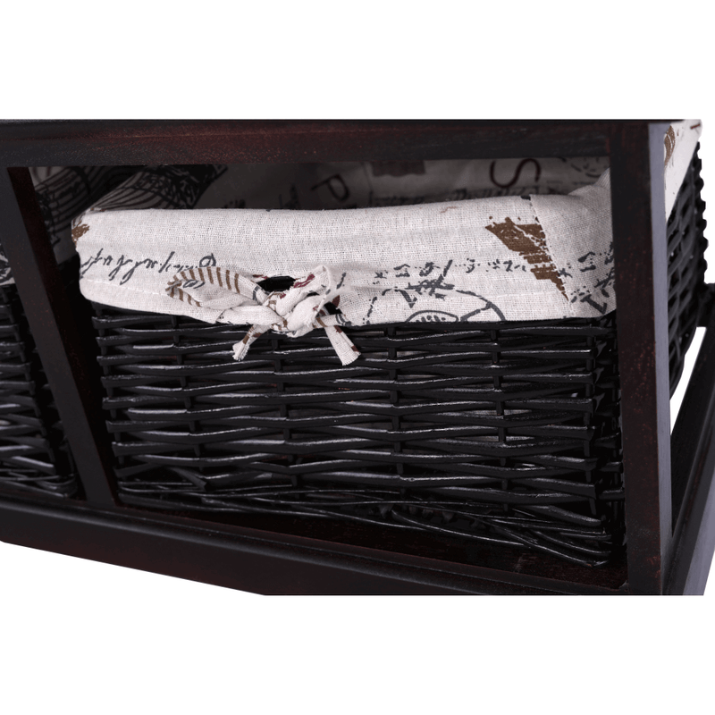 Casa si Gradina - Mobilier - Organizare si depozitare - Bancute - Banca cu  perna, 2 cosuri de rachita, maro inchis/bej/imprimeu, SEAT BENCH 3 - Infinity.ro