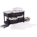 Casa si Gradina - Mobilier - Organizare si depozitare - Bancute - Banca cu  perna, 2 cosuri de rachita, maro inchis/bej/imprimeu, SEAT BENCH 3 - Infinity.ro