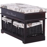 Casa si Gradina - Mobilier - Organizare si depozitare - Bancute - Banca cu  perna, 2 cosuri de rachita, maro inchis/bej/imprimeu, SEAT BENCH 3 - Infinity.ro