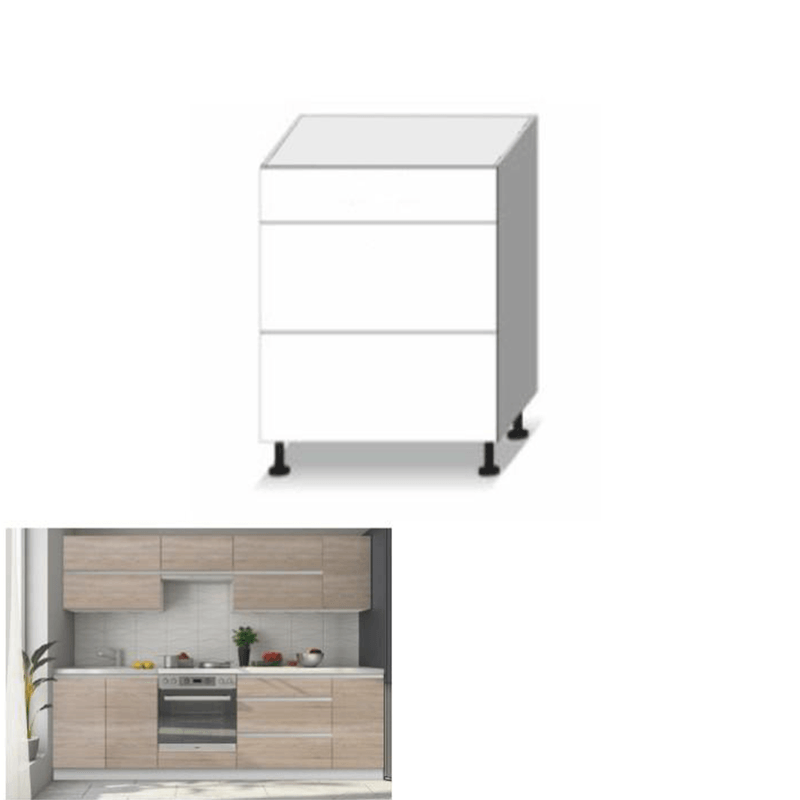 Casa si Gradina - Mobilier - Dulapuri si sifoniere - Dulapuri - Dulap inferior cu 3 sertare, stejar sonoma/alb, LINE D60S3 - Infinity.ro