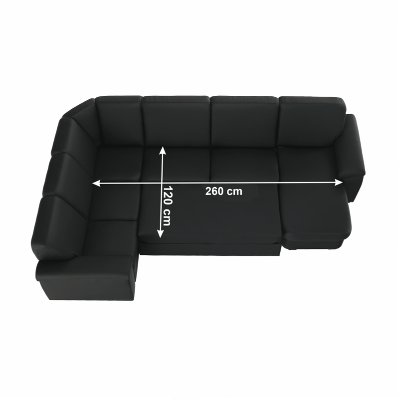 Casa si Gradina - Mobilier - Canapele si coltare - Coltare - Coltar in forma de U, piele ecologica neagra, model dreapta, BITER U - Infinity.ro