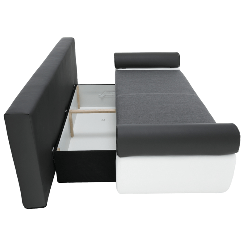 Casa si Gradina - Mobilier - Canapele si coltare - Coltare - Canapea, piele ecologica alba+gri/material textil gri, KARDYN - Infinity.ro