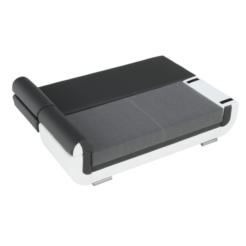 Casa si Gradina - Mobilier - Canapele si coltare - Coltare - Canapea, piele ecologica alba+gri/material textil gri, KARDYN - Infinity.ro