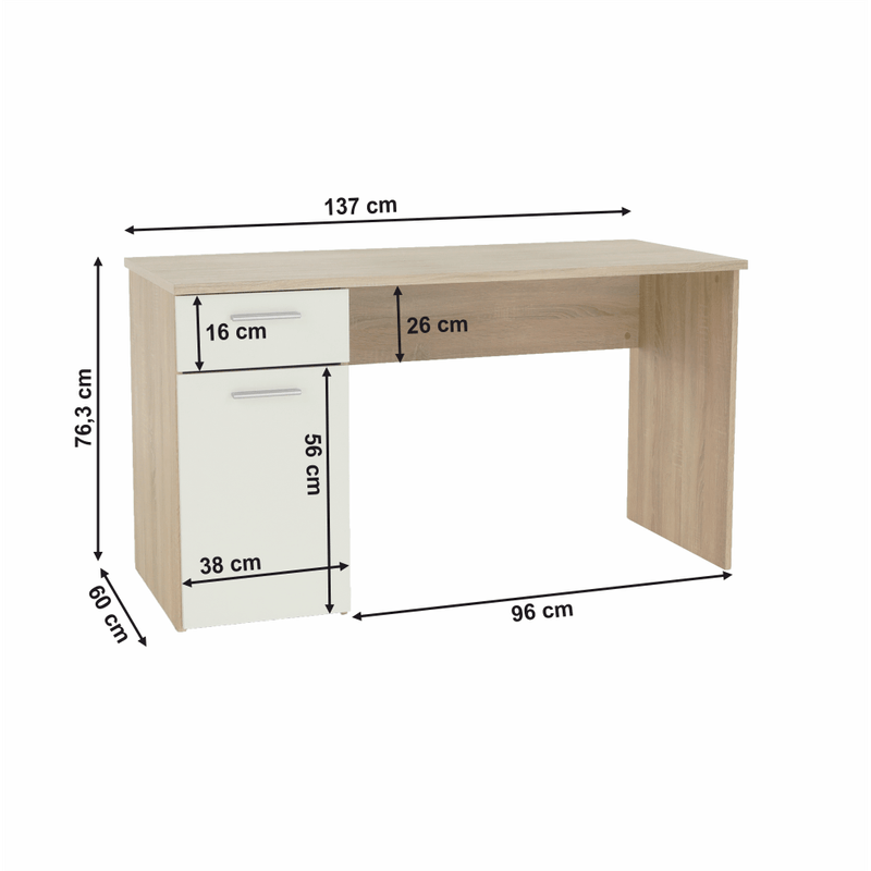 Casa si Gradina - Mobilier - Mese si birouri - Mese bucatarie si dining - Masa de scris, stejar sonoma/alb, EGON - Infinity.ro