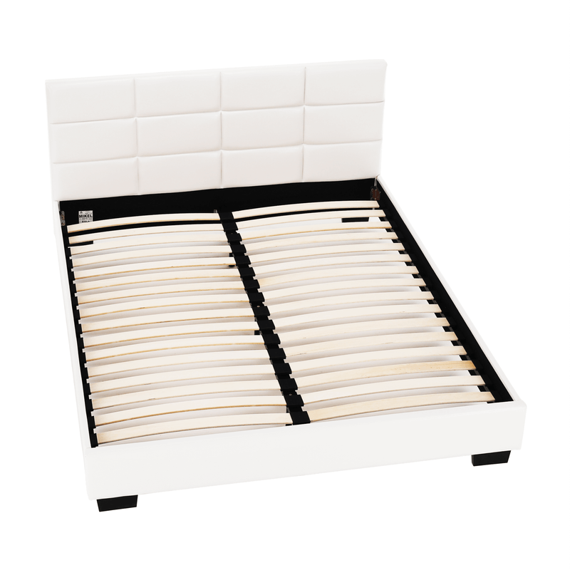 Casa si Gradina - Mobilier - Paturi si accesorii - Paturi - Pat matrimonial cu somiera, 160x200, piele eco alba, MIKEL - Infinity.ro