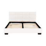 Casa si Gradina - Mobilier - Paturi si accesorii - Paturi - Pat matrimonial cu somiera, 160x200, piele eco alba, MIKEL - Infinity.ro