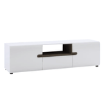 Casa si Gradina - Mobilier - Comode si corpuri - Comode - Comoda TV alba stralucitoare HG/stejar sonoma inchis, LYNATET TYP 50 - Infinity.ro