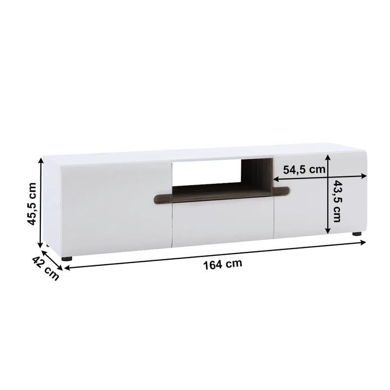 Casa si Gradina - Mobilier - Comode si corpuri - Comode - Comoda TV alba stralucitoare HG/stejar sonoma inchis, LYNATET TYP 50 - Infinity.ro