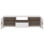 Casa si Gradina - Mobilier - Comode si corpuri - Comode - Comoda TV alba stralucitoare HG/stejar sonoma inchis, LYNATET TYP 50 - Infinity.ro