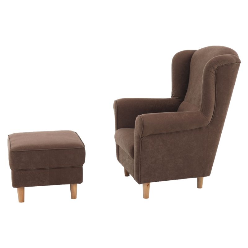 Casa si Gradina - Mobilier - Scaune si fotolii - Fotolii - Fotoliu cu taburet, material maro, ASTRID - Infinity.ro