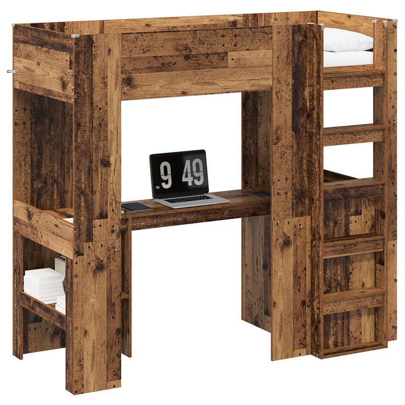 Casa si Gradina - Mobilier - Paturi si accesorii - Paturi - Cadru de pat supraetajat cu birou Lemn vechi 75 x 190 cm - Infinity.ro