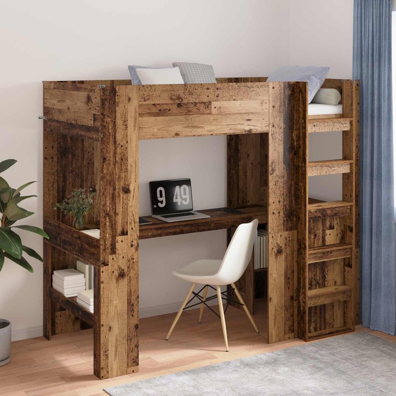 Casa si Gradina - Mobilier - Paturi si accesorii - Paturi - Cadru de pat supraetajat cu birou Lemn vechi 80 x 200 cm - Infinity.ro