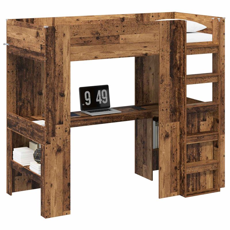 Casa si Gradina - Mobilier - Paturi si accesorii - Paturi - Cadru de pat supraetajat cu birou Lemn vechi 80 x 200 cm - Infinity.ro