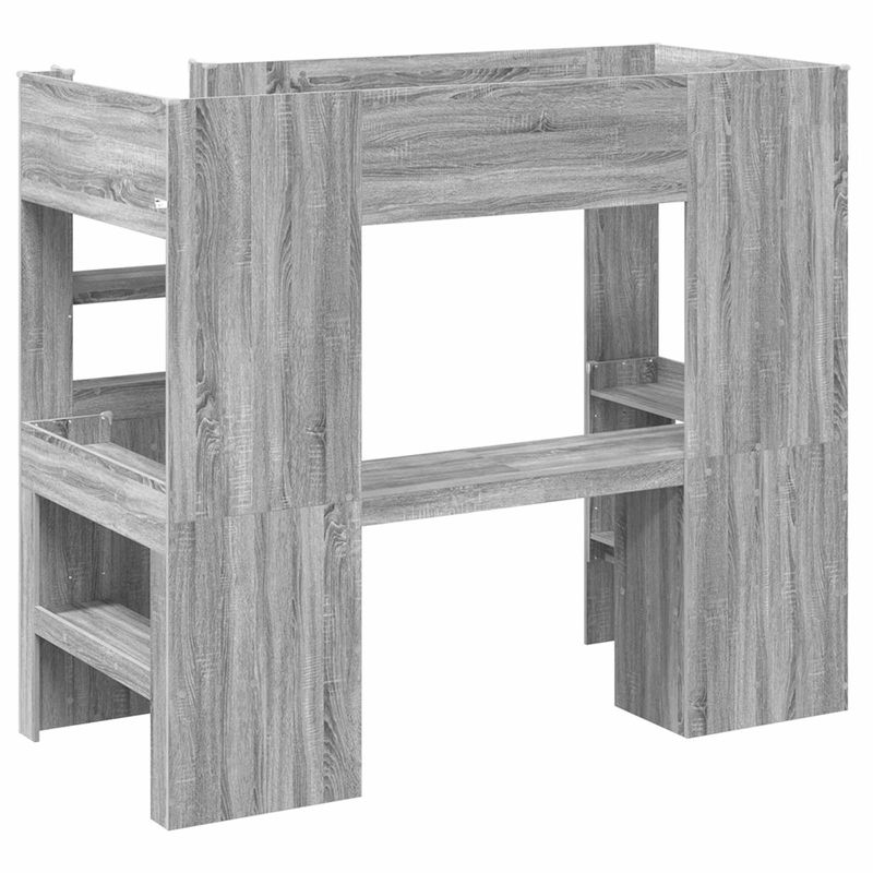 Casa si Gradina - Mobilier - Paturi si accesorii - Paturi - Cadru de pat supraetajat cu birou Gri Sonoma 80 x 200 cm - Infinity.ro