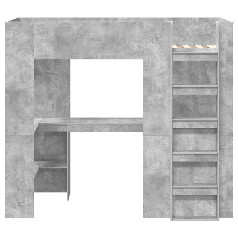 Casa si Gradina - Mobilier - Paturi si accesorii - Paturi - Cadru de pat supraetajat cu birou Gri din beton 80 x 200 cm - Infinity.ro