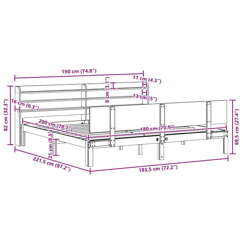 Casa si Gradina - Mobilier - Paturi si accesorii - Paturi - Cadru de pat cu headboard 2 pcs Maroniu cerat Lemn de pin masiv - Infinity.ro
