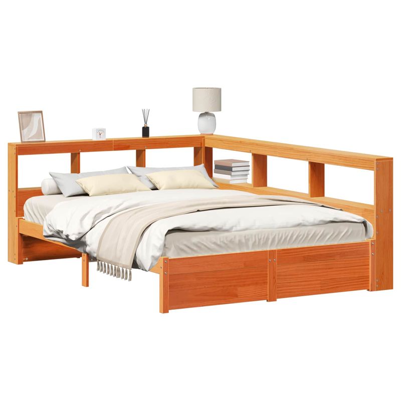 Casa si Gradina - Mobilier - Paturi si accesorii - Paturi - Pat biblioteca cu headboard 2 pcs Maroniu cerat 200 x 150 cm - Infinity.ro
