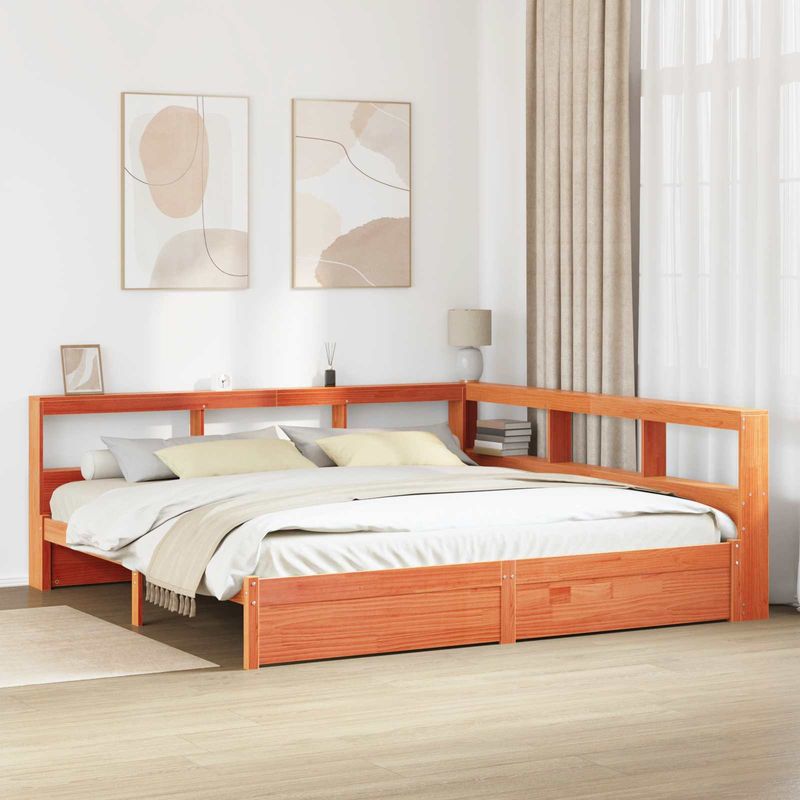 Casa si Gradina - Mobilier - Paturi si accesorii - Paturi - Pat biblioteca cu headboard 2 pcs Maroniu cerat 200 x 200 cm - Infinity.ro
