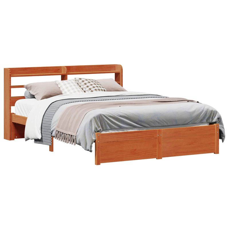 Casa si Gradina - Mobilier - Paturi si accesorii - Paturi - Cadru de pat cu headboard 2 pcs Maroniu cerat Lemn de pin masiv - Infinity.ro