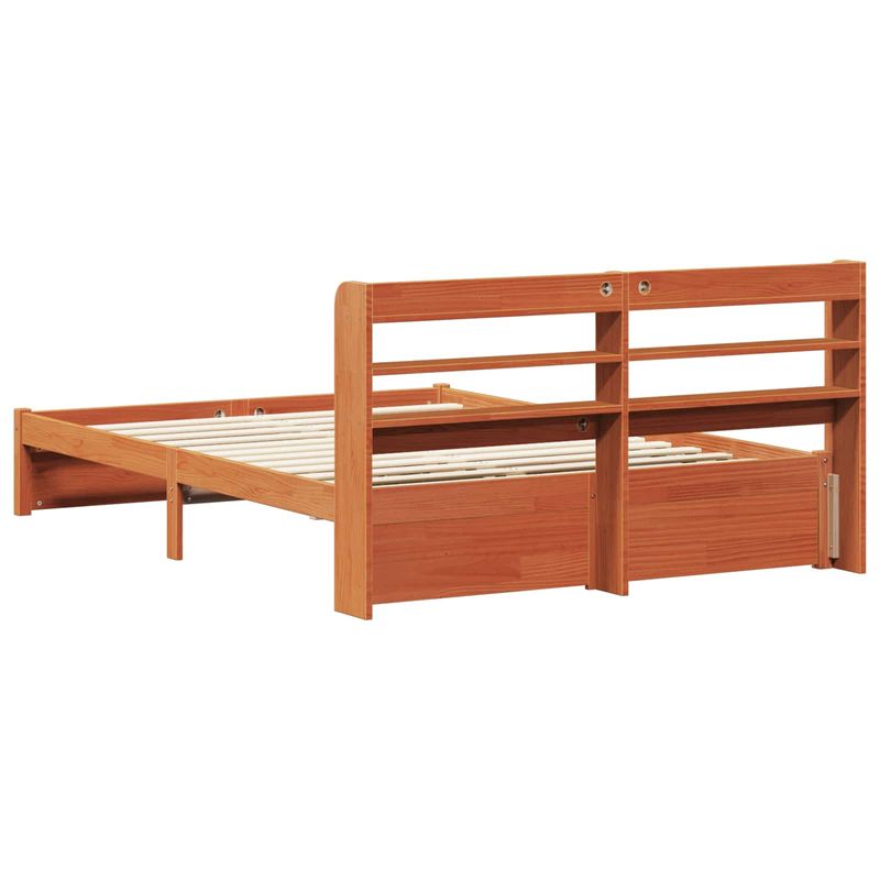 Casa si Gradina - Mobilier - Paturi si accesorii - Paturi - Cadru de pat cu headboard 2 pcs Maroniu cerat Lemn de pin masiv - Infinity.ro