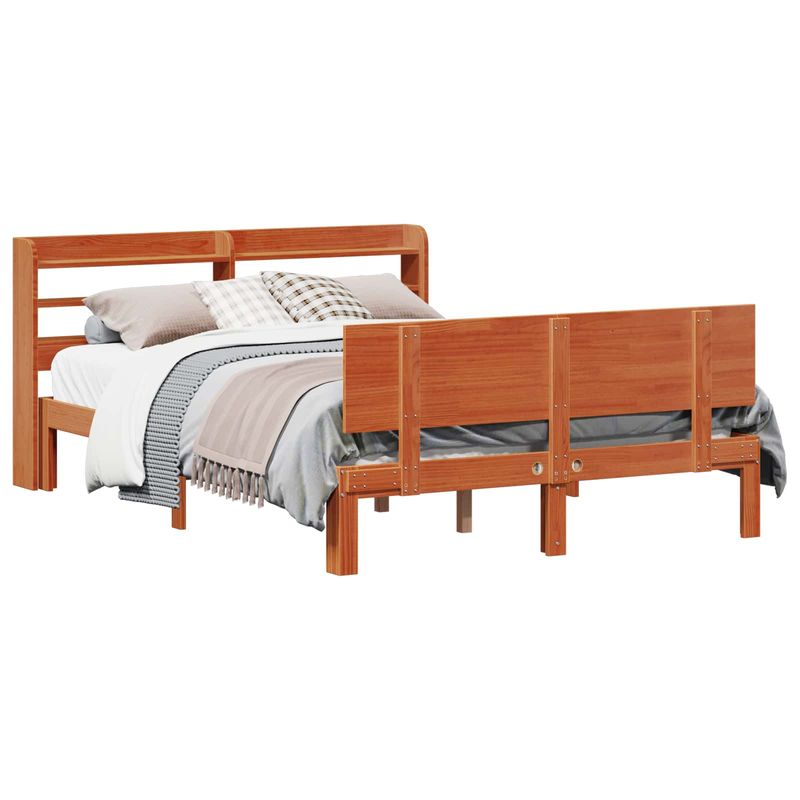 Casa si Gradina - Mobilier - Paturi si accesorii - Paturi - Cadru de pat cu headboard 2 pcs Maroniu cerat Lemn de pin masiv - Infinity.ro