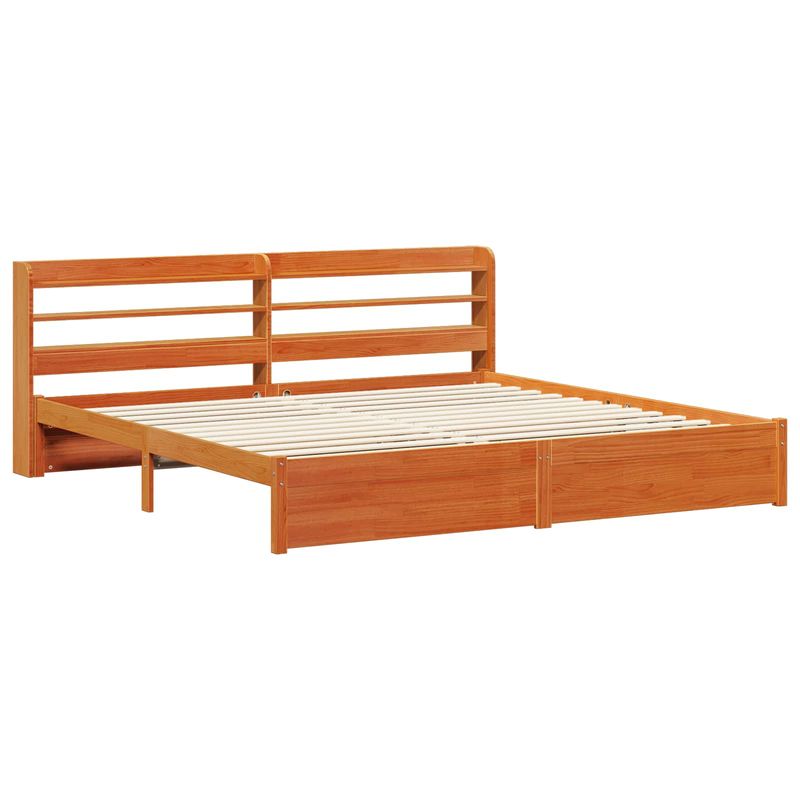 Casa si Gradina - Mobilier - Paturi si accesorii - Paturi - Cadru de pat Maroniu cerat 200 x 200 cm Lemn de pin masiv - Infinity.ro