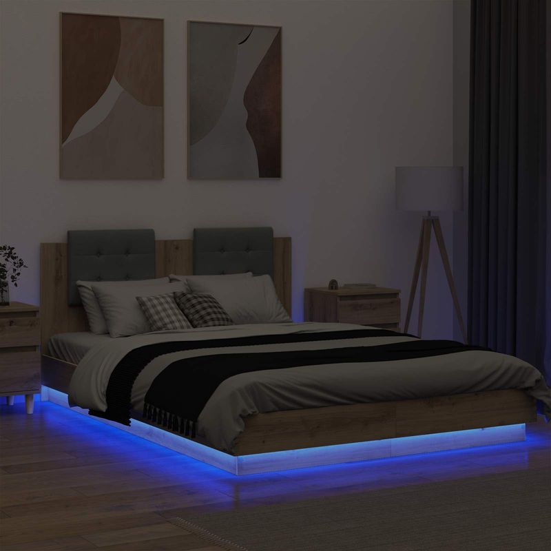 Casa si Gradina - Mobilier - Paturi si accesorii - Paturi - Cadru de Pat cu Tablie Stejar Artizanal 120 x 200 cm - Infinity.ro