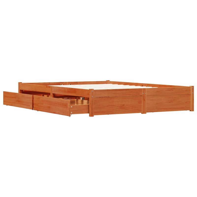 Casa si Gradina - Mobilier - Paturi si accesorii - Paturi - Cadru de pat Maroniu cerat 140 x 200 cm Lemn de pin masiv - Infinity.ro