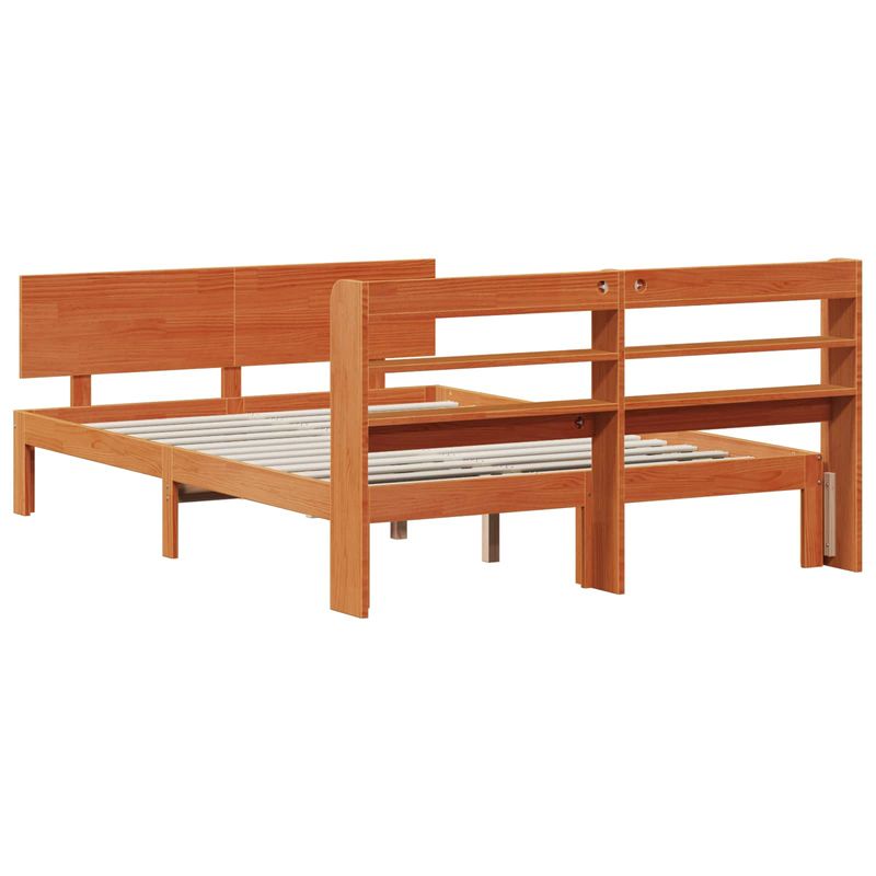Casa si Gradina - Mobilier - Paturi si accesorii - Paturi - Cadru de pat cu headboard 2 pcs Maroniu cerat Lemn de pin masiv - Infinity.ro