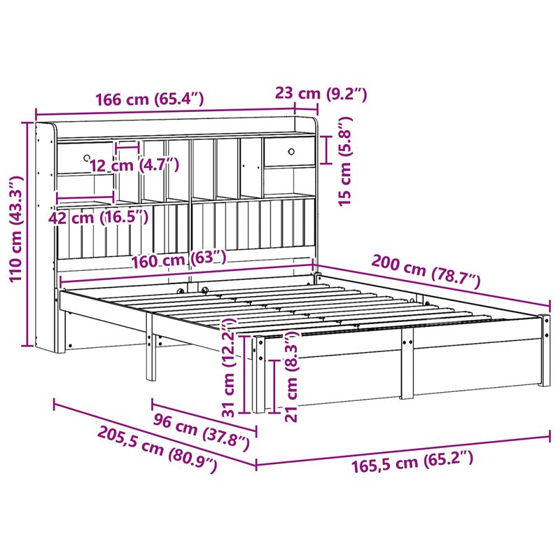 Casa si Gradina - Mobilier - Paturi si accesorii - Paturi - Cadru de pat pentru biblioteca 2 pcs Maroniu cerat 200 x 160 cm - Infinity.ro