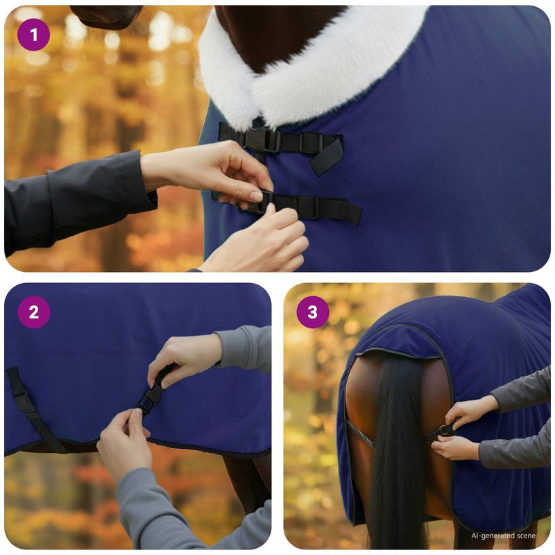 Sport si Outdoor - Accesorii si echipamente sportive - Echitatie - Patura pentru cai Albastru marin 155 cm Fleece polar - Infinity.ro