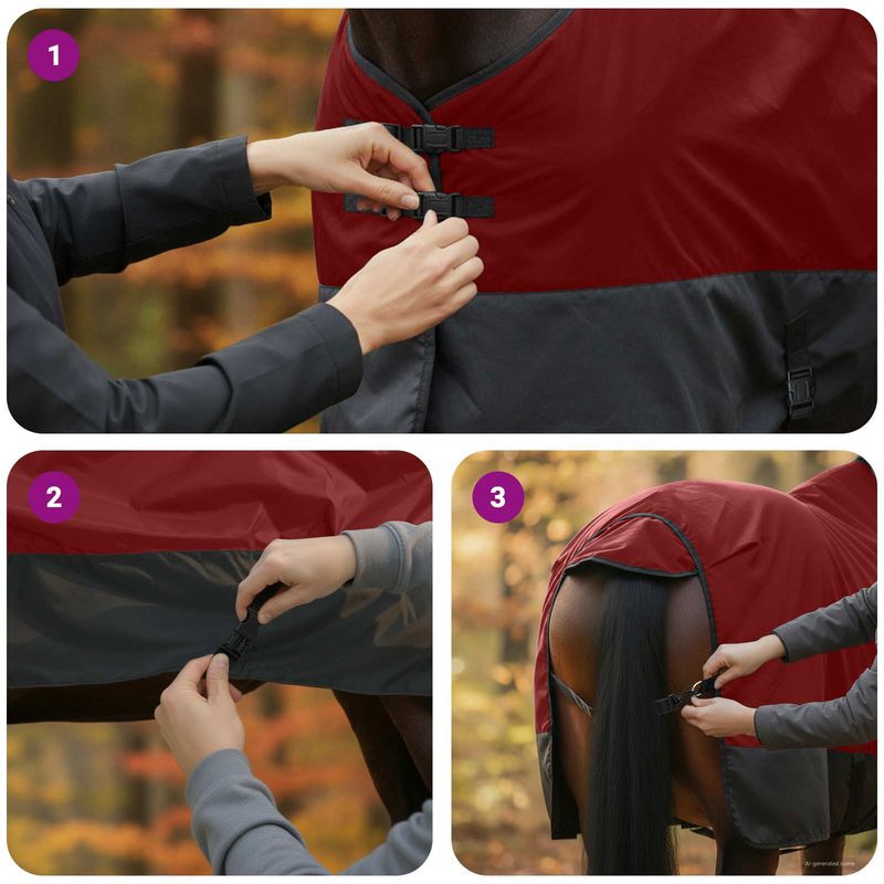 Sport si Outdoor - Accesorii si echipamente sportive - Echitatie - Patura pentru cai Verde inchis si negru 135 cm Poliester - Infinity.ro