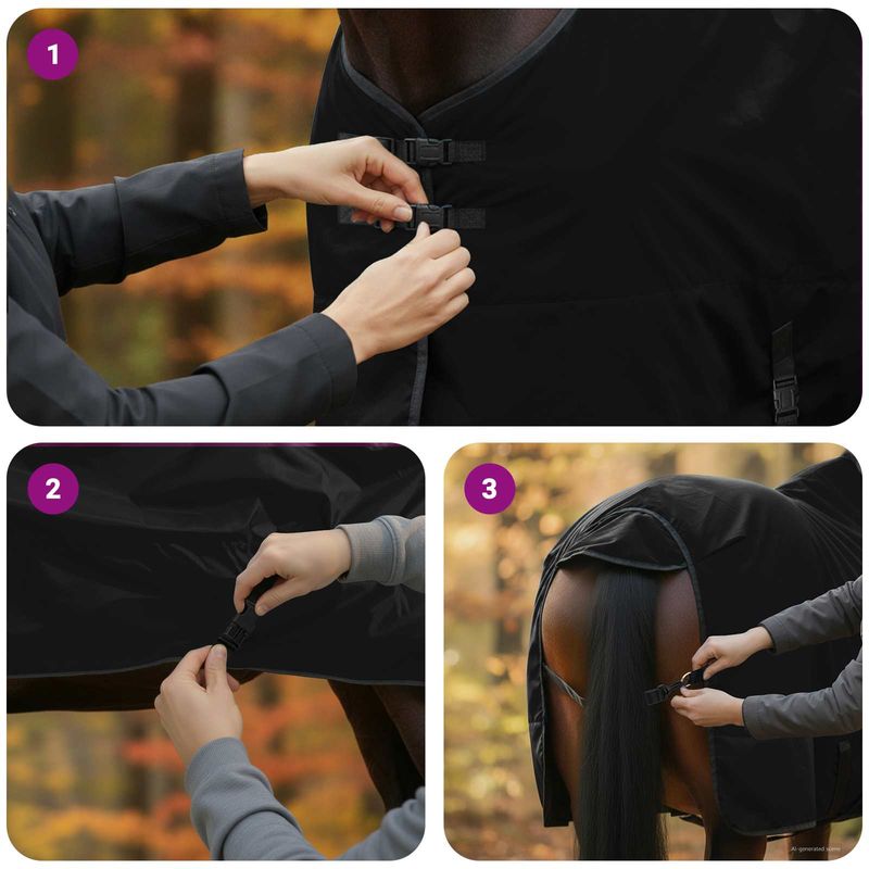 Sport si Outdoor - Accesorii si echipamente sportive - Echitatie - Patura pentru cai Verde inchis si negru 125 cm Poliester - Infinity.ro