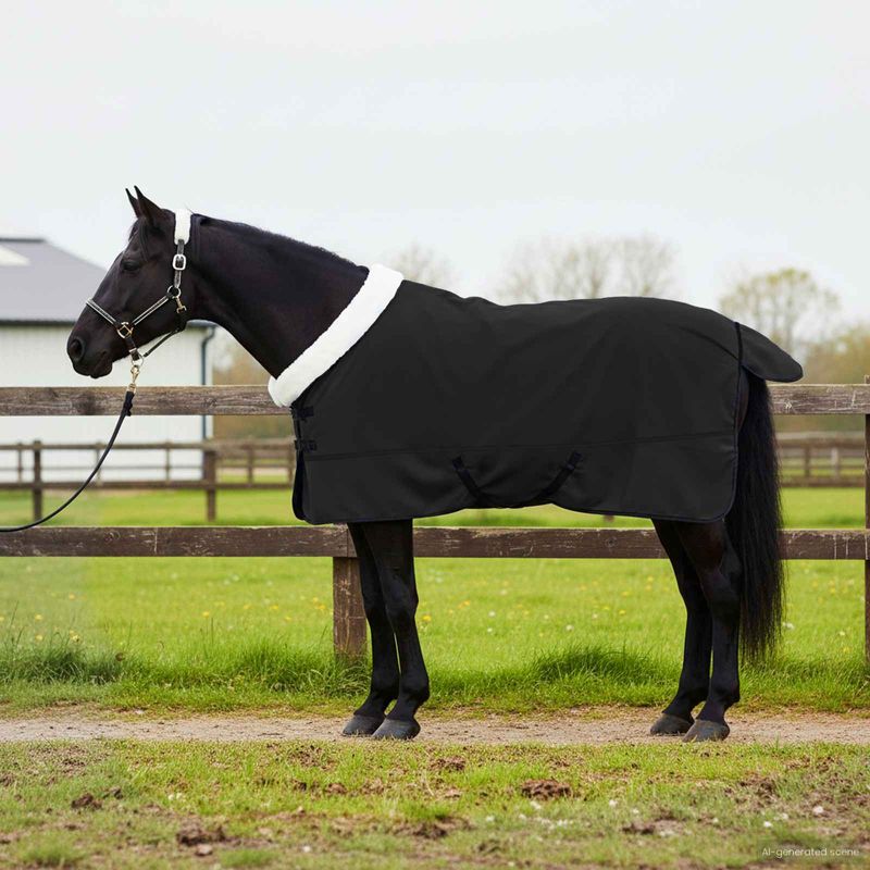 Sport si Outdoor - Accesorii si echipamente sportive - Echitatie - Patura pentru cai Negru 155 cm Fleece polar - Infinity.ro