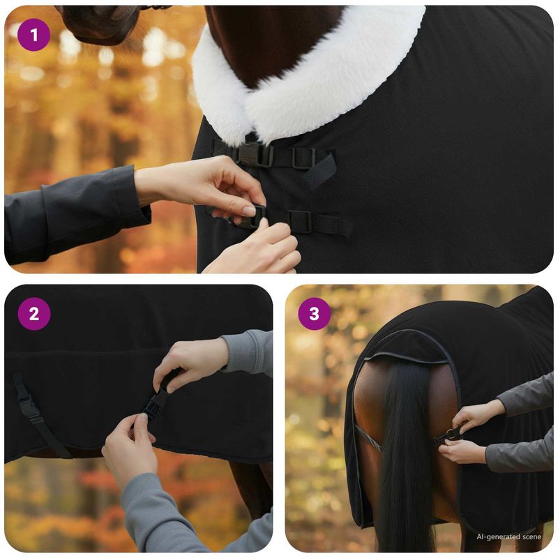 Sport si Outdoor - Accesorii si echipamente sportive - Echitatie - Patura pentru cai Negru 155 cm Fleece polar - Infinity.ro