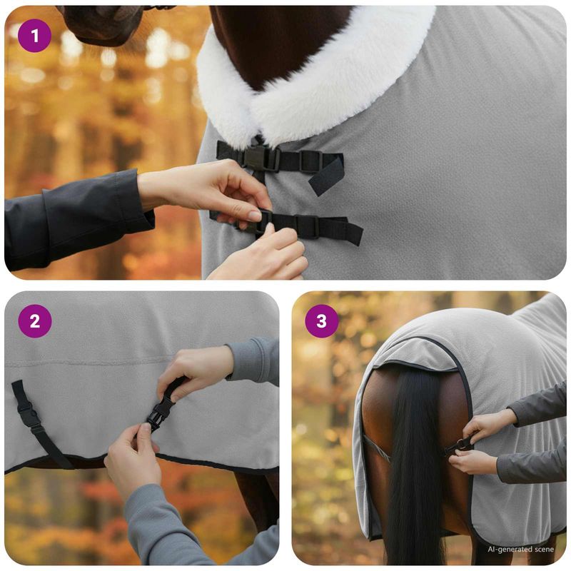 Sport si Outdoor - Accesorii si echipamente sportive - Echitatie - Patura pentru cai Verde inchis complet 125 cm Fleece polar - Infinity.ro
