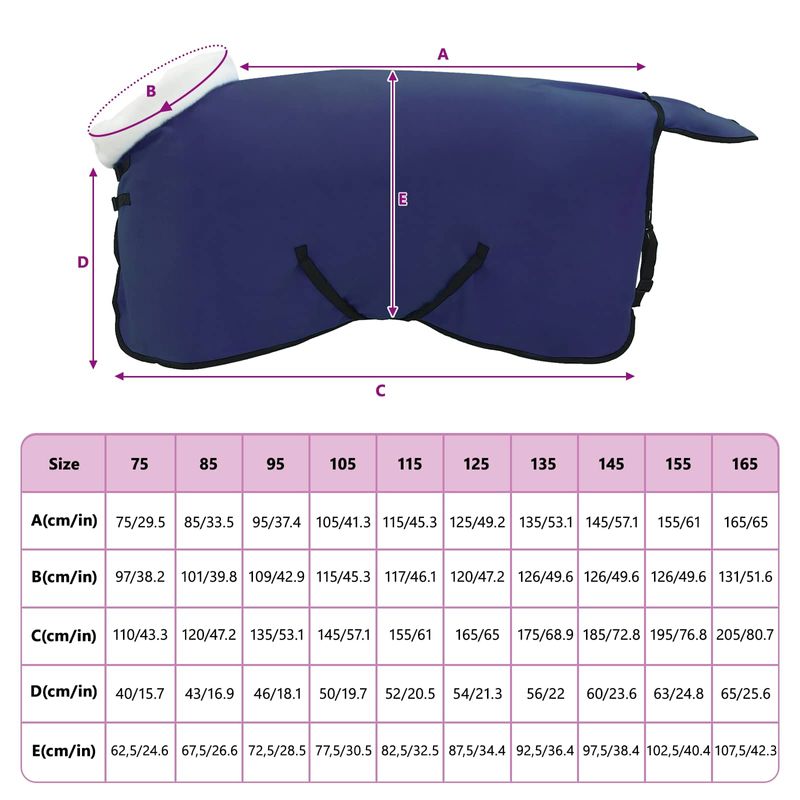 Petshop - Accesorii petshop - Alte accesorii petshop - Patura pentru cai Albastru marin 95 cm Fleece polar - Infinity.ro