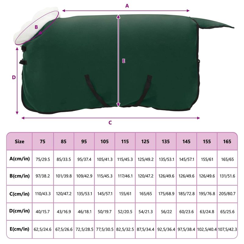 Sport si Outdoor - Accesorii si echipamente sportive - Echitatie - Patura pentru cai Verde inchis complet 105 cm Fleece polar - Infinity.ro