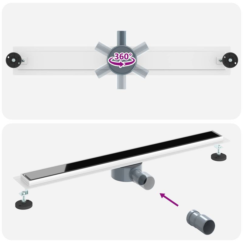 Casa si Gradina - Sanitare - Instalatii hidro - Tevi - Scurgere pentru dus cu capac din sticla si sifon de 360° 80 cm - Infinity.ro