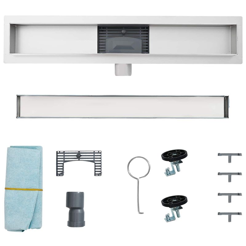 Casa si Gradina - Constructii - Materiale constructii - Sisteme de scurgere - Drenaj pentru dus cu capac din sticla Negru 80 cm - Infinity.ro