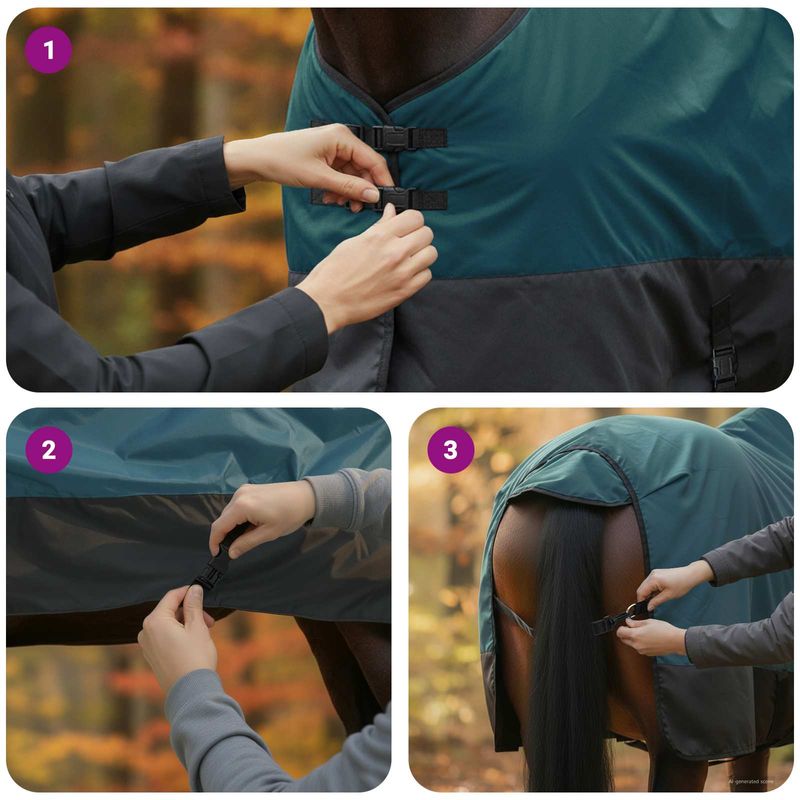 Sport si Outdoor - Accesorii si echipamente sportive - Echitatie - Patura pentru cai Verde inchis si negru 155 cm Poliester - Infinity.ro
