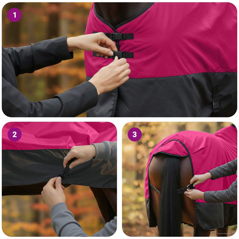 Sport si Outdoor - Accesorii si echipamente sportive - Echitatie - Patura pentru cai Roz si Negru 165 cm Poliester - Infinity.ro