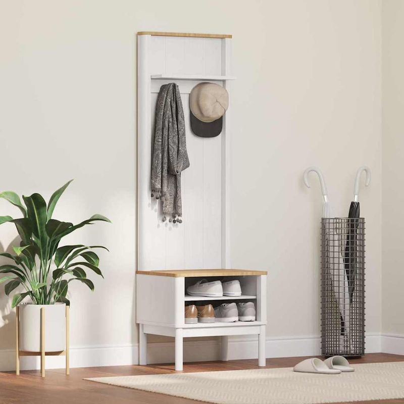 Casa si Gradina - Mobilier - Dulapuri si sifoniere - Dulapuri - Dulap pentru hol FLORO Alb 50 x 40 x 158 cm Lemn de pin masiv - Infinity.ro